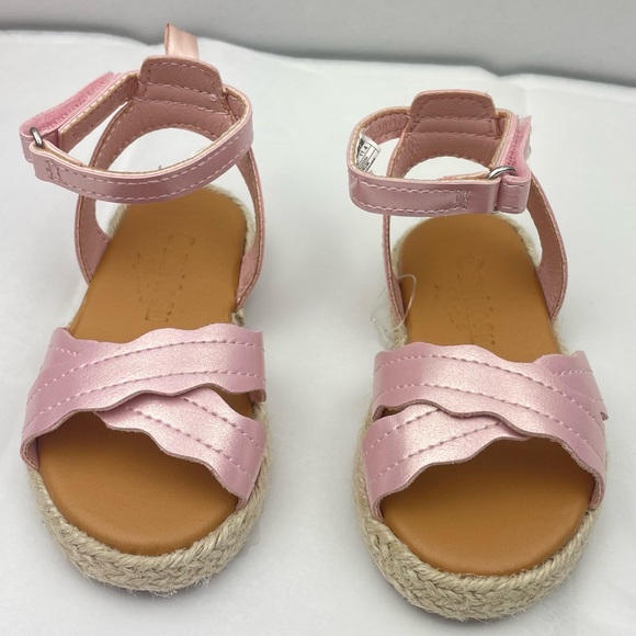 OSHKOSH BABY GIRL BRAIDED CORK SANDALS SIZE 4 - Picture 5 of 13